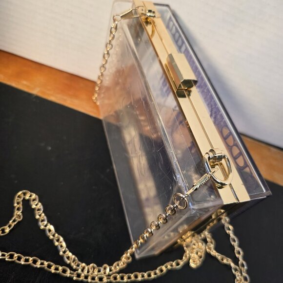 Novelty 100 Bill Purse Gold Chain Clear - Picture 2 of 9